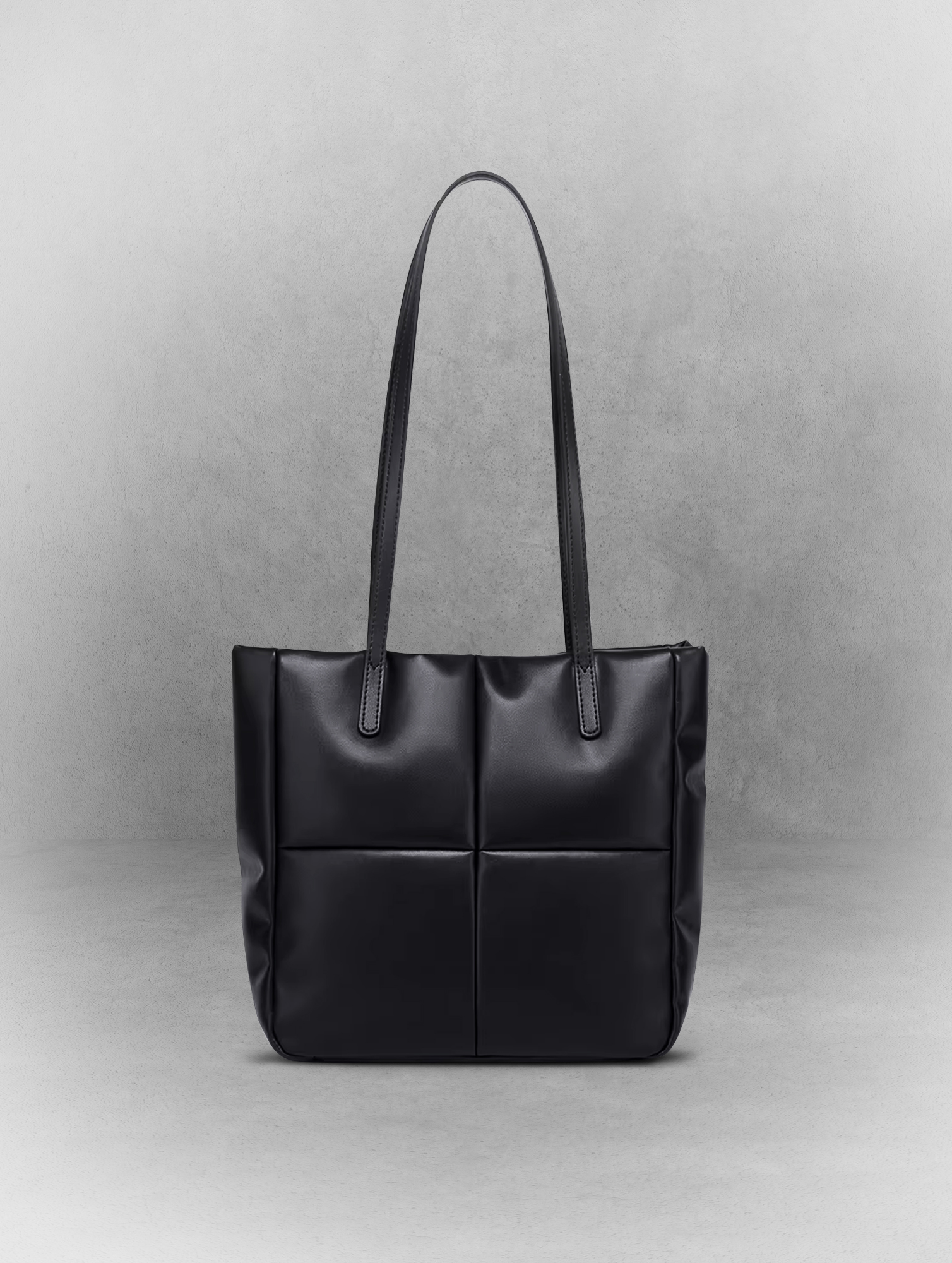 Bubble Black Leather Tote Bag