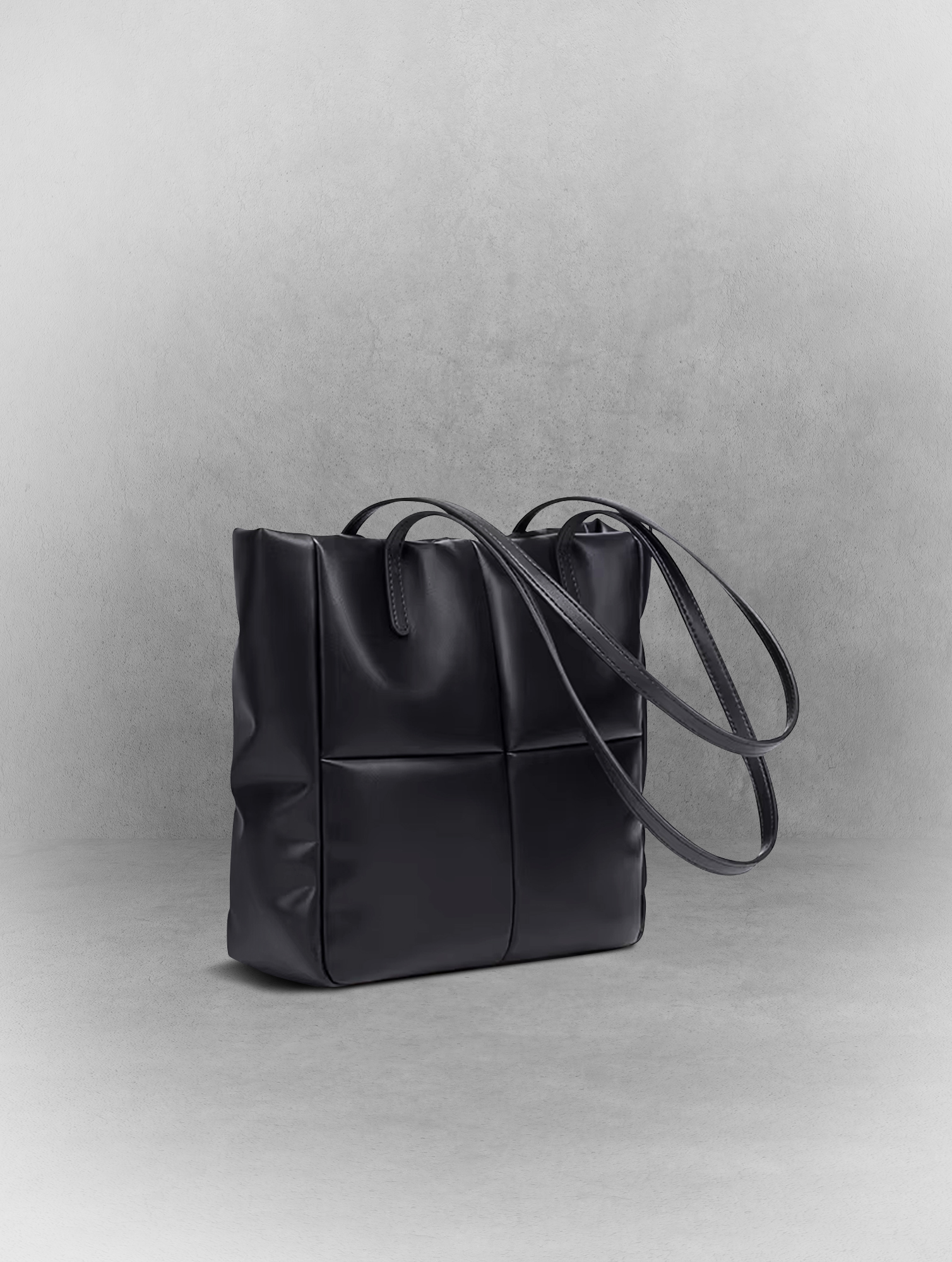 Second image of Bubble Black Leather Tote Bag