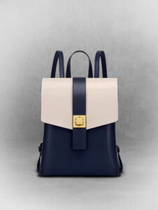 Navy-White Versatile Leather Backpack (1)