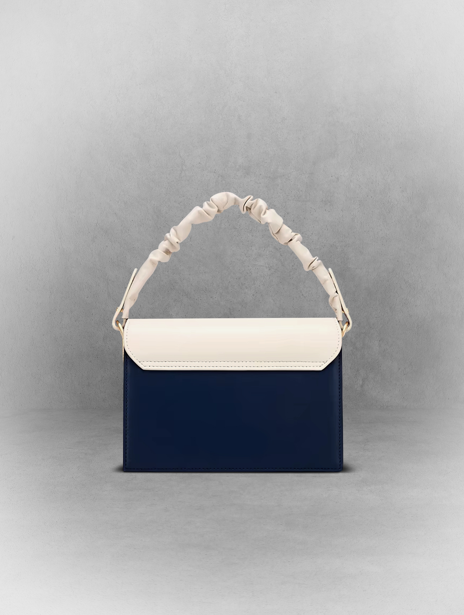 Second image of Off-White and Navy Cowhide Shoulder Bag